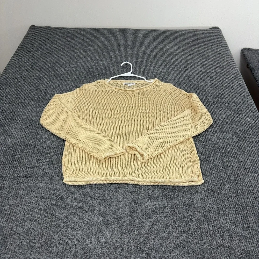 Banana Republic Sweater Womens M Yellow Linen Knit Crewneck Casual Minimalist